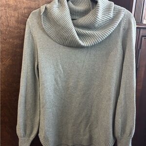 Tahari Elegant Gray Cowl Neck Sweater